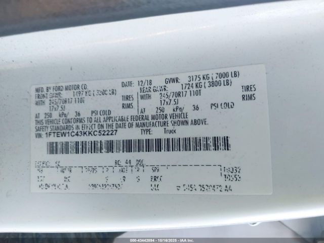 2019 FORD F-150 1FTEW1C43KKC52227 Photo 8