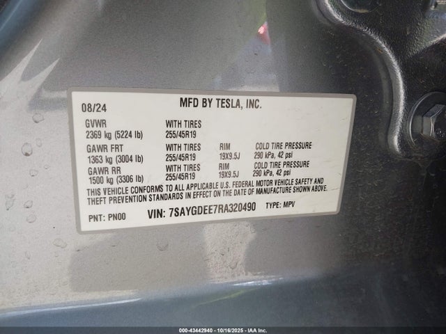 2024 TESLA MODEL Y 7SAYGDEE7RA320490 Photo 8