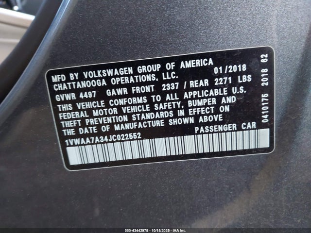 1VWAA7A34JC022552 Volkswagen Passat 2.0t R-line/2.0t S