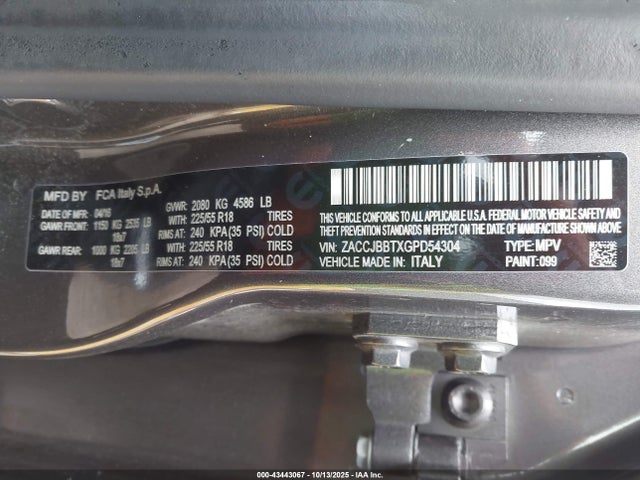 Jeep Renegade 2016 ZACCJBBTXGPD54304 Image 9