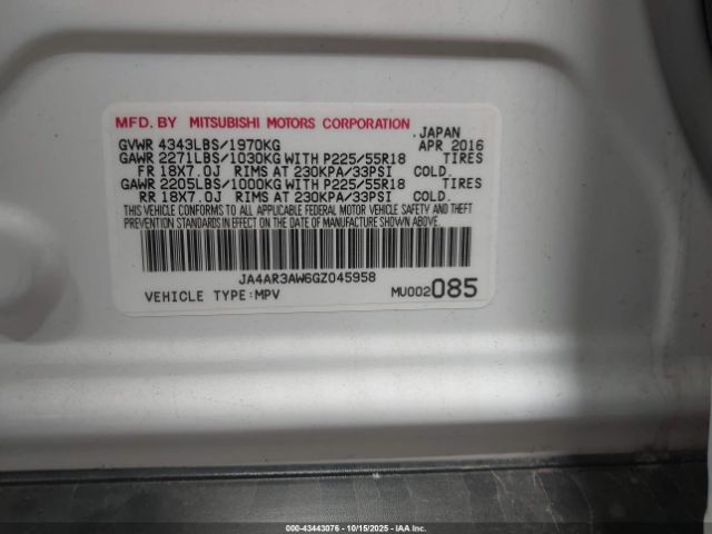 2016 MITSUBISHI OUTLANDER SPORT JA4AR3AW6GZ045958 Photo 8