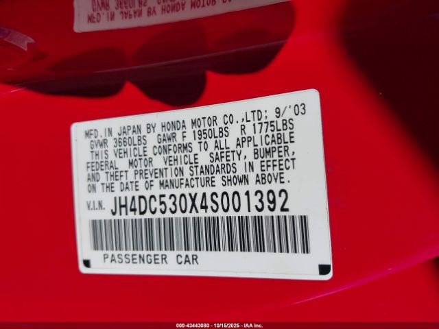 2004 ACURA RSX JH4DC530X4S001392 Photo 8