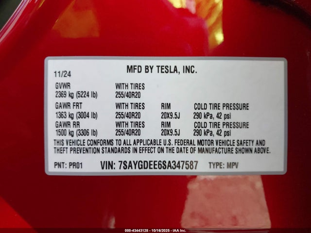 2025 TESLA MODEL Y 7SAYGDEE6SA347587 Photo 8