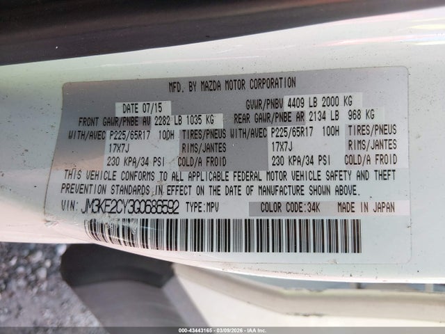 Aukcja sprzedaży 2016 Mazda Cx-5 Touring, vin: JM3KE2CY3G0686592, numer aukcji: 43443165