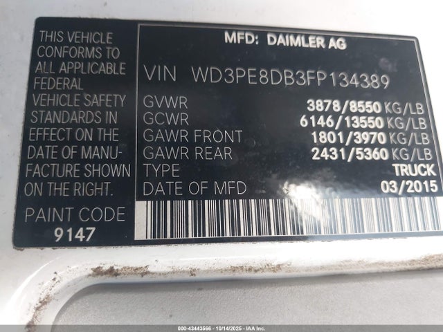 WD3PE8DB3FP134389 Mercedes-Benz Sprinter