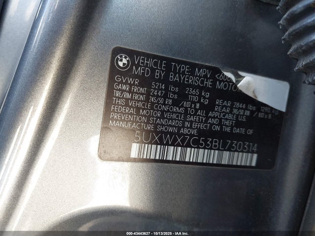 2011 BMW X3 5UXWX7C53BL730314 Photo 8