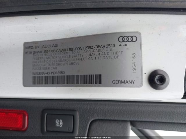 2017 AUDI A4 WAUENAF43HN018950 Photo 8