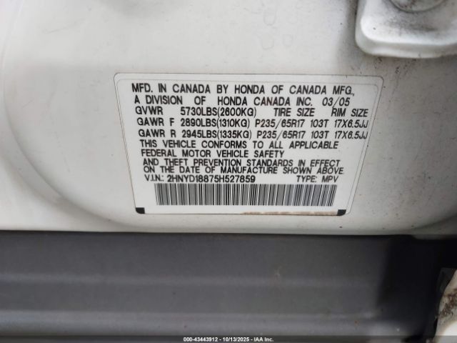 2005 ACURA MDX 2HNYD18875H527859 Photo 8