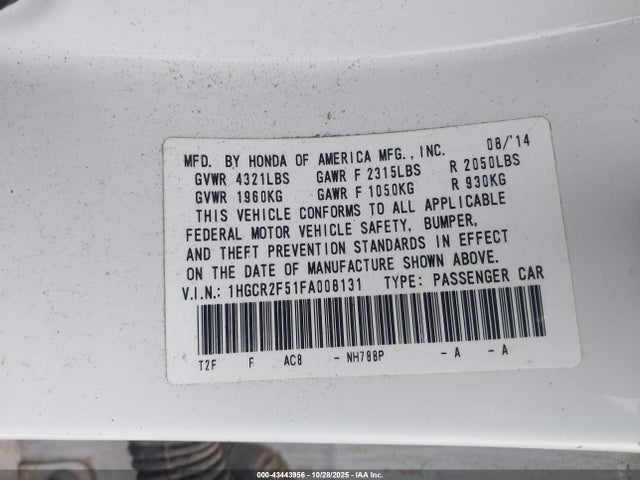 Aukcja sprzedaży 2015 Honda Accord Sport, vin: 1HGCR2F51FA008131, numer aukcji: 43443956