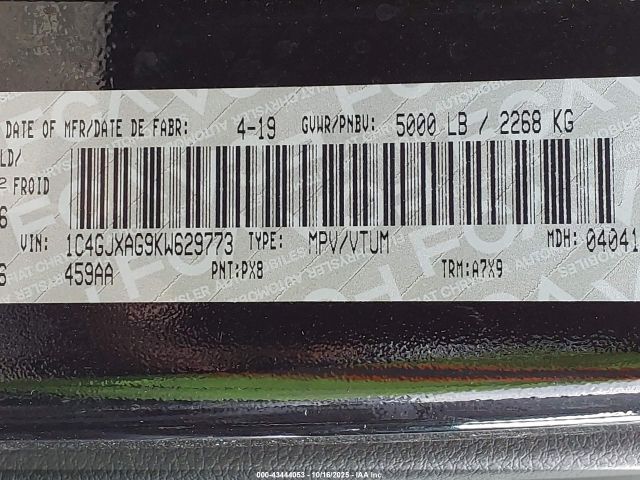 2019 JEEP WRANGLER 1C4GJXAG9KW629773 Photo 8