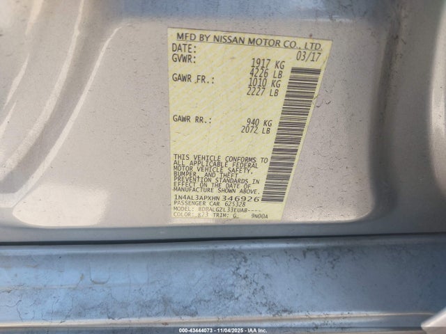 1N4AL3APXHN346926 Nissan Altima 2.5 S