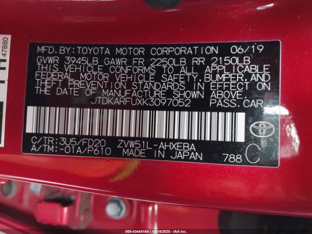 2019 TOYOTA PRIUS JTDKARFUXK3097052 Photo 8