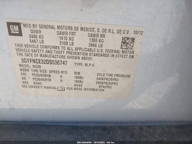 2013 CADILLAC SRX 3GYFNCE32DS536747 Photo 8