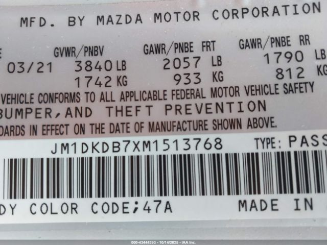 2021 MAZDA CX-3 JM1DKDB7XM1513768 Photo 8