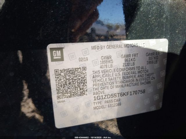 2019 CHEVROLET MALIBU 1G1ZD5ST6KF170758 Photo 8