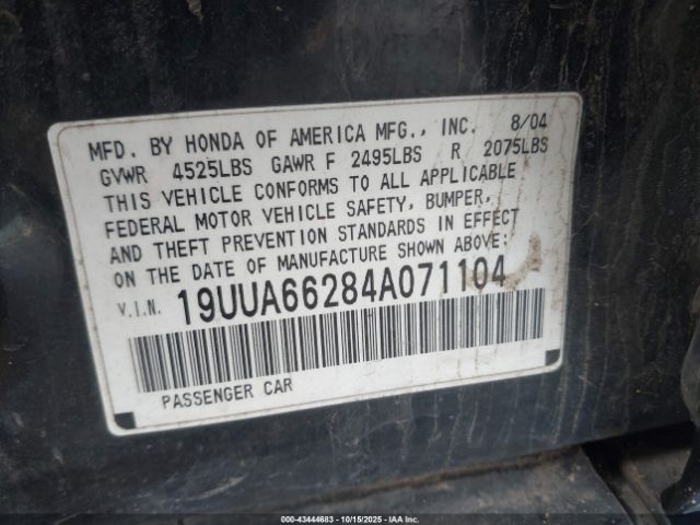 2004 ACURA TL 19UUA66284A071104 Photo 8
