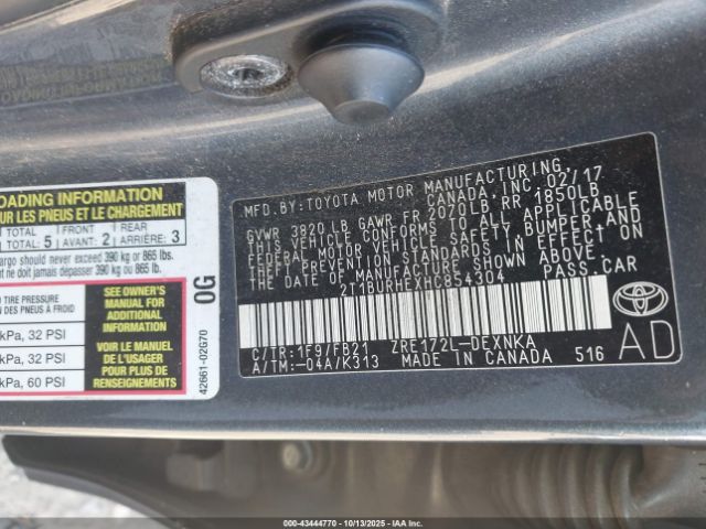 2017 TOYOTA COROLLA 2T1BURHEXHC854304 Photo 8