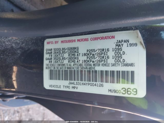 2000 MITSUBISHI MONTERO SPORT JA4LS31H4YP004126 Photo 8