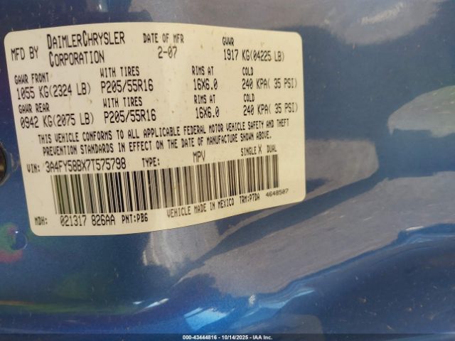 2007 CHRYSLER PT CRUISER 3A4FY58BX7T575798 Photo 8