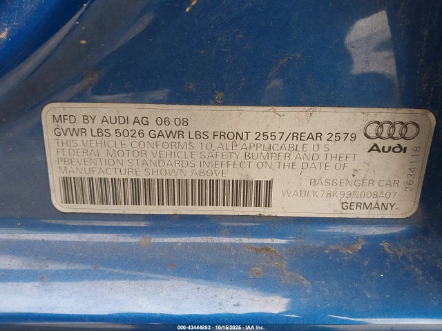 2009 AUDI A4 WAULK78K99N008407 Photo 8