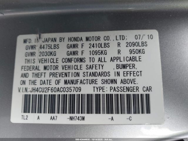 2010 ACURA TSX JH4CU2F60AC035709 Photo 8