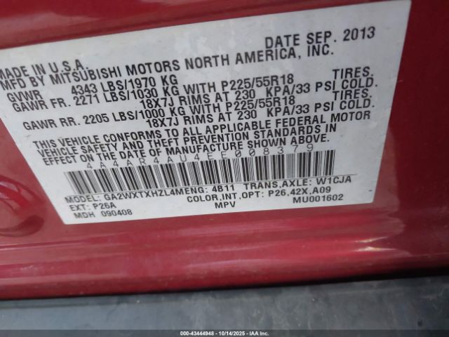 2014 MITSUBISHI OUTLANDER SPORT 4A4AR4AU4EE008379 Photo 8