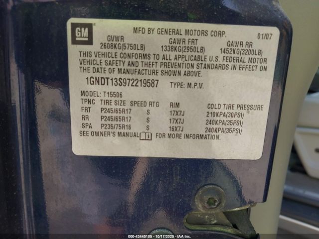 2007 CHEVROLET TRAILBLAZER 1GNDT13S972219587 Photo 8