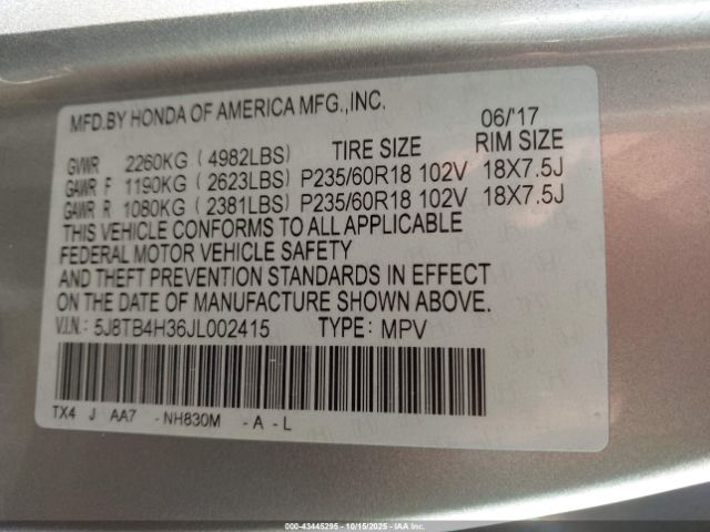 2018 ACURA RDX 5J8TB4H36JL002415 Photo 8