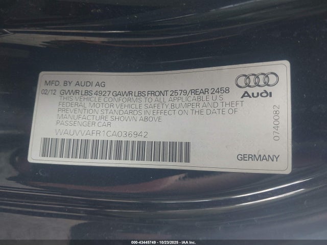 2012 AUDI S5 WAUVVAFR1CA036942 Photo 8