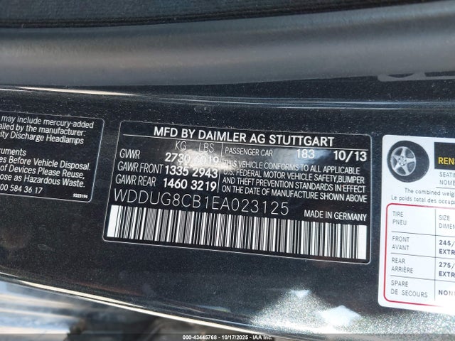 WDDUG8CB1EA023125 Mercedes-Benz S 550
