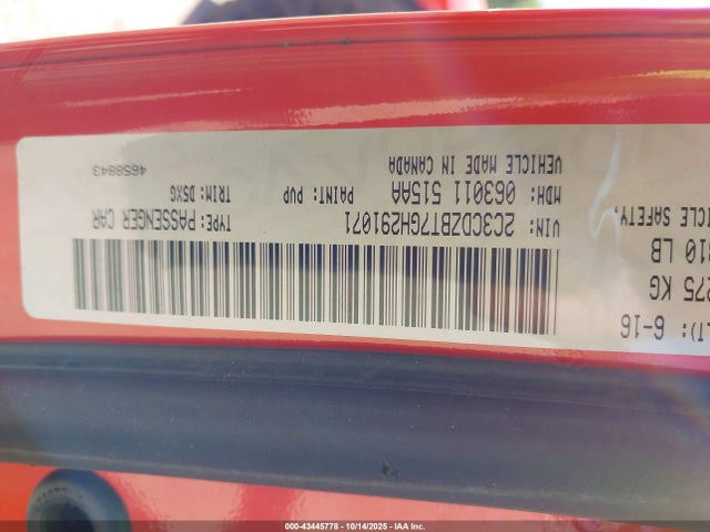43445778 :رقم المزاد ، 2C3CDZBT7GH291071 vin ، 2016 Dodge Challenger R/t مزاد بيع