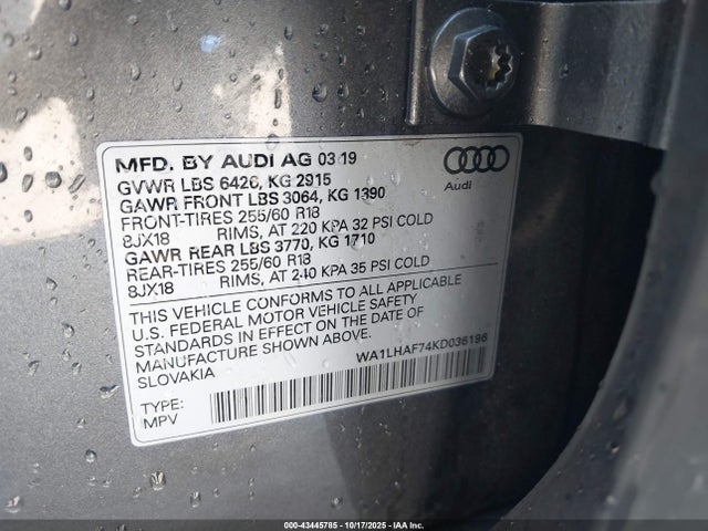 2019 AUDI Q7 WA1LHAF74KD036196 Photo 8