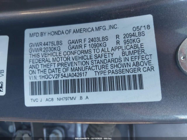 Honda Accord 2018 1HGCV2F54JA042617 Image 21