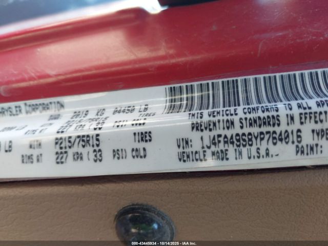 2000 JEEP WRANGLER 1J4FA49S8YP764016 Photo 8