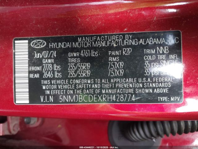 2024 HYUNDAI TUCSON 5NMJBCDEXRH428774 Photo 8