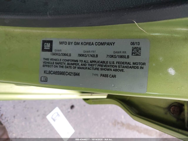 Chevrolet Spark Ls Manual 2014 KL8CA6S98EC421844 Image 9