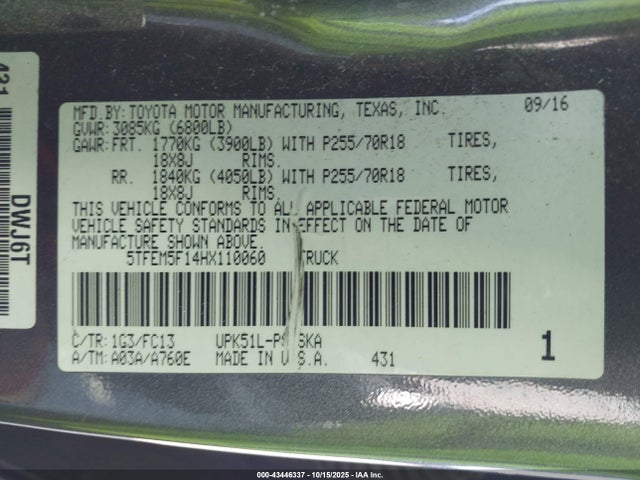 2017 TOYOTA TUNDRA 5TFEM5F14HX110060 Photo 8