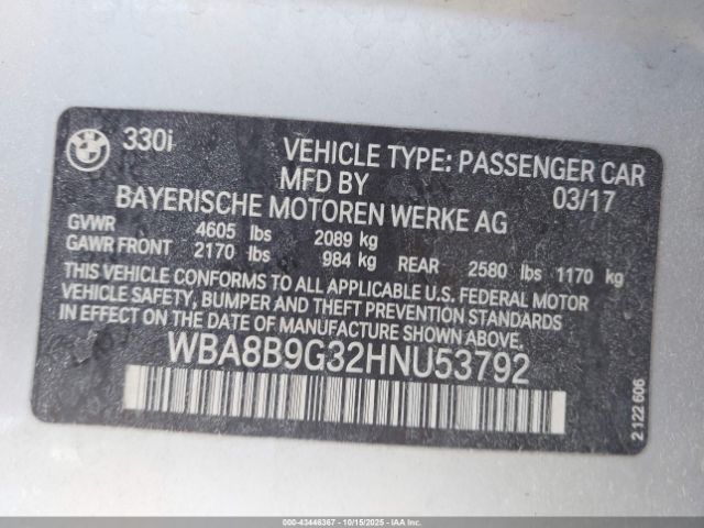 2017 BMW 330I WBA8B9G32HNU53792 Photo 8