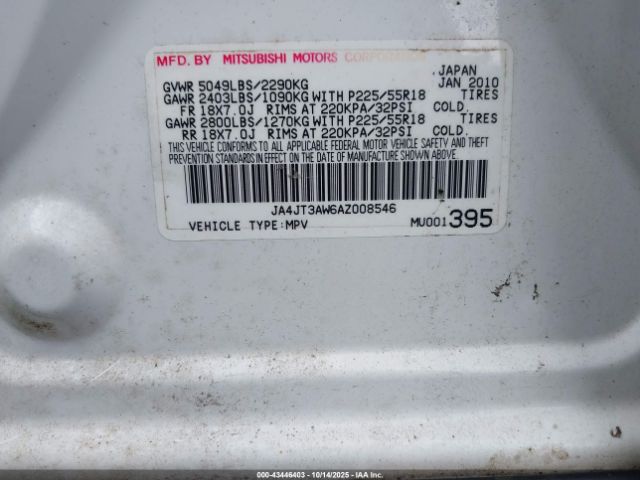 2010 MITSUBISHI OUTLANDER JA4JT3AW6AZ008546 Photo 8