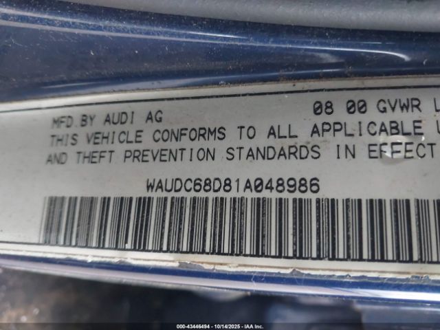 2001 AUDI A4 WAUDC68D81A048986 Photo 8