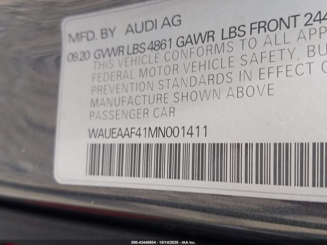 2021 AUDI A4 WAUEAAF41MN001411 Photo 8