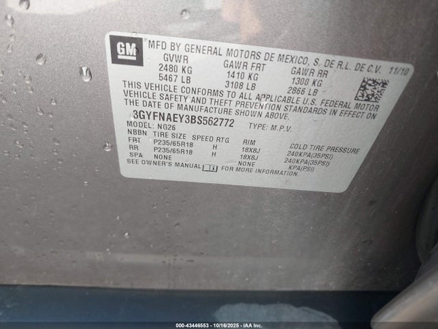 2011 CADILLAC SRX 3GYFNAEY3BS562772 Photo 8