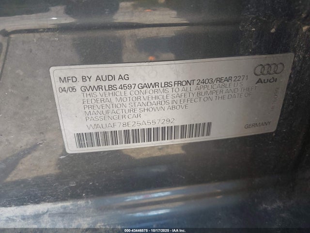 2005 AUDI A4 WAUAF78E25A557292 Photo 8