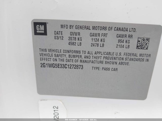 2012 CHEVROLET IMPALA 2G1WG5E33C1272873 Photo 8