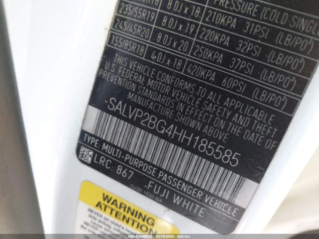 2017 LAND ROVER RANGE ROVER EVOQUE SALVP2BG4HH185585 Photo 8