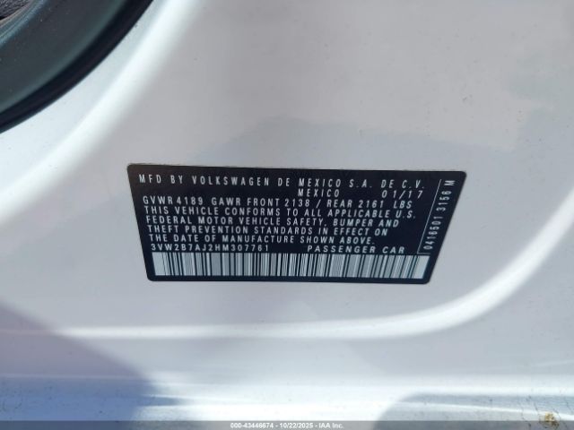2017 VOLKSWAGEN JETTA 3VW2B7AJ2HM307761 Photo 8