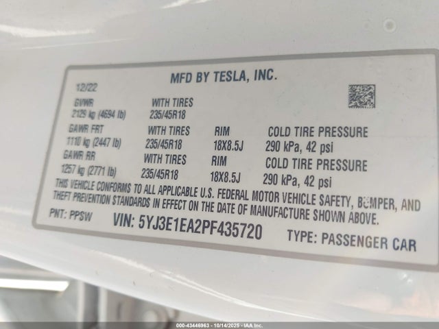 2023 TESLA MODEL 3 5YJ3E1EA2PF435720 Photo 8