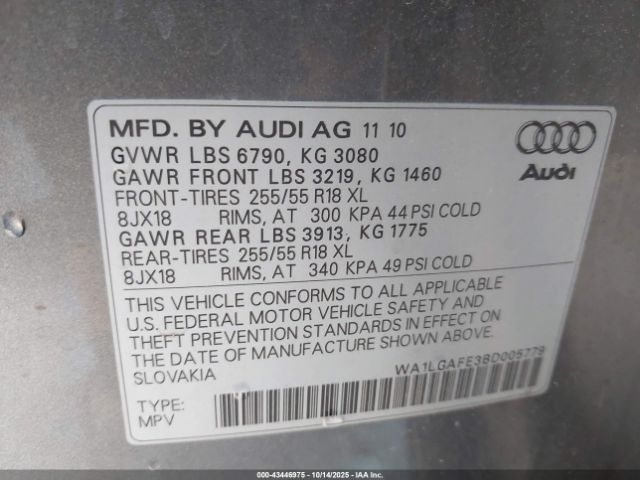 2011 AUDI Q7 WA1LGAFE3BD005779 Photo 8
