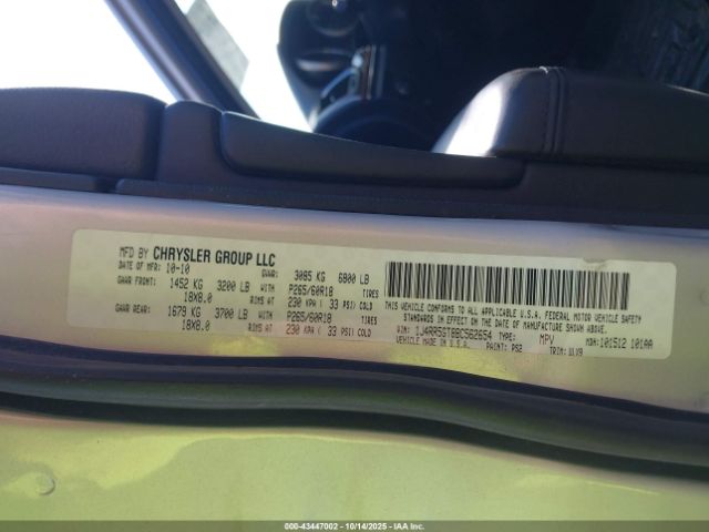 2011 JEEP GRAND CHEROKEE 1J4RR5GT8BC562654 Photo 8