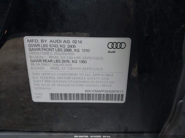 2014 AUDI Q5 WA1CMAFP2EA087617 Photo 8